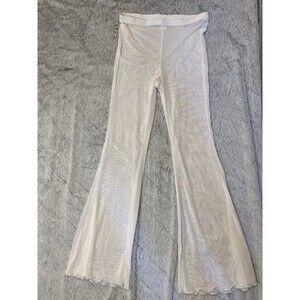 Wild Fable Coverup Pants Women's  M Medium White Mesh High Rise Flare Swim NWOT